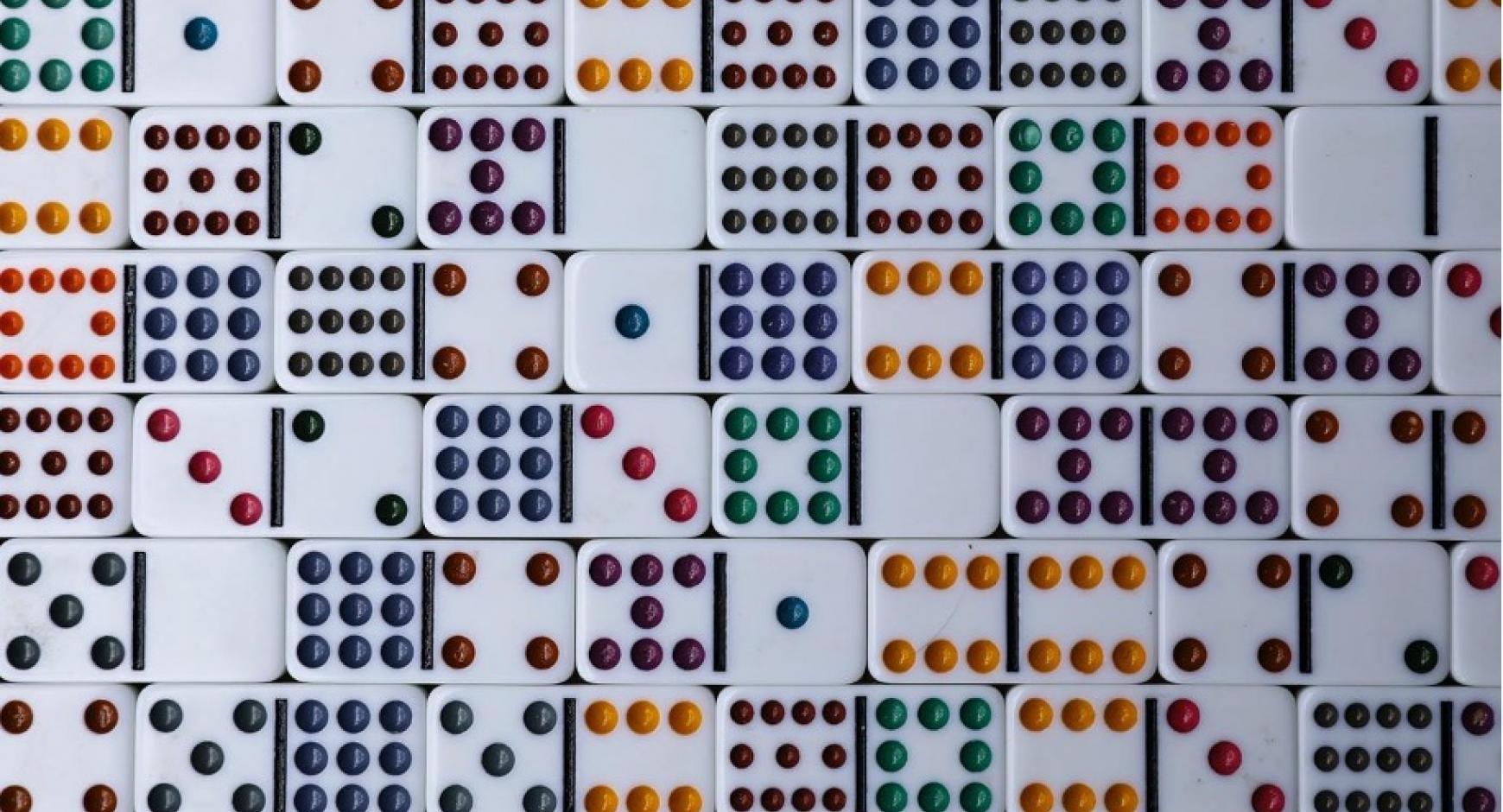 Photo of a grid of dominoes