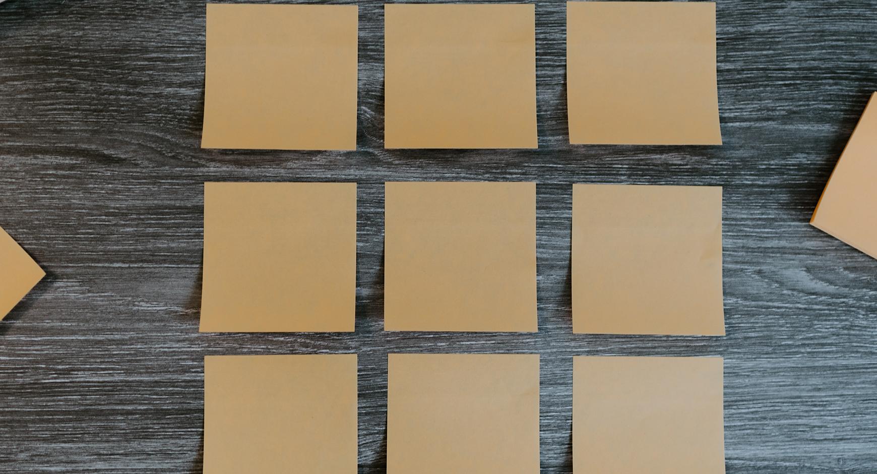 Photo of a grid of post-it notes