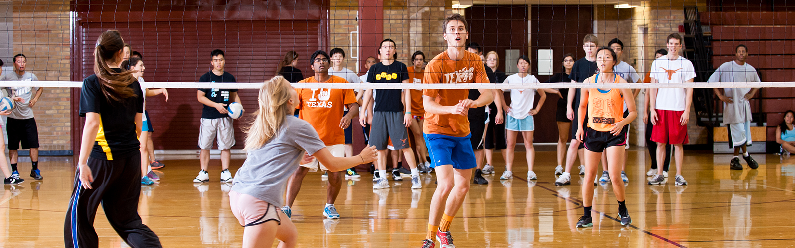 Students play volleyball in Gregory Gym