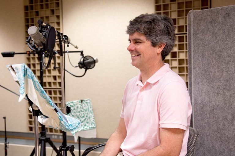 Christopher Brown during the recording session for Academic Minute.