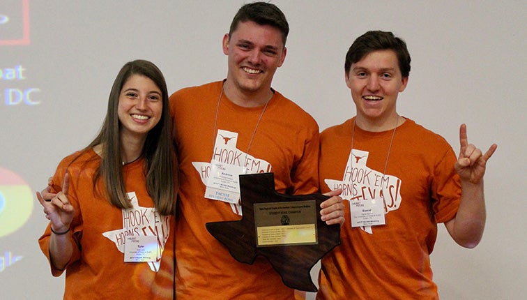 Photo of winning team, (left to right) Tyler Jaffe, Andrew Hedges, Daniel Murray