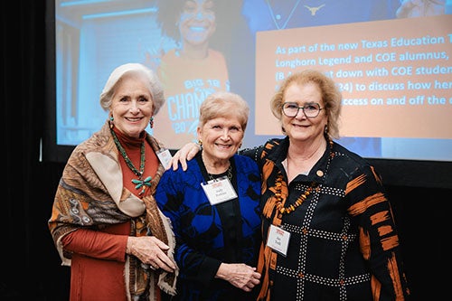 COE alumnae and donors Janis Forse Wells, Judy Perkins and Jan Todd