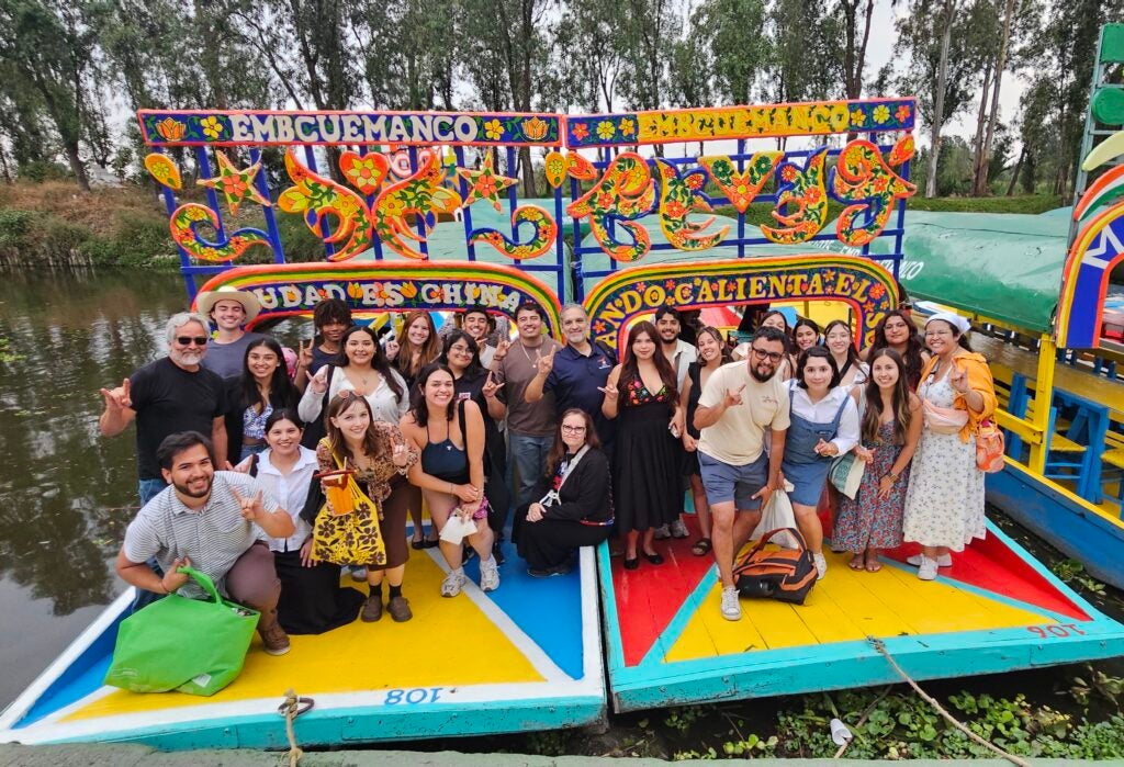 Group of students at Xochimilco, Mexico