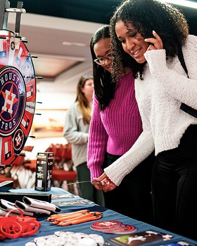 KHE students check out swag.